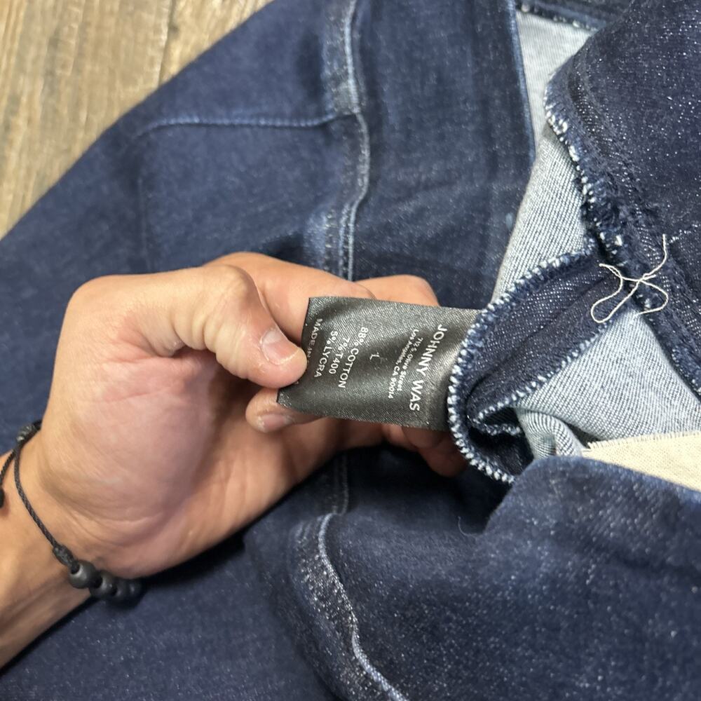 Johnny Was The Pull On Cropped Skinny Edwin Medium Embroidered Jeans size L - Picture 4 of 9